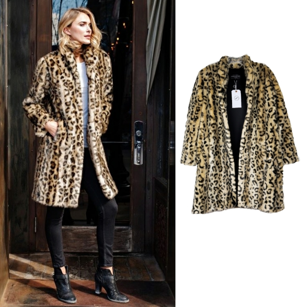 ~~SOLD~~~NWT-Donna Salyers Signature Leopard Faux Fur Coat - Picture 1 of 8